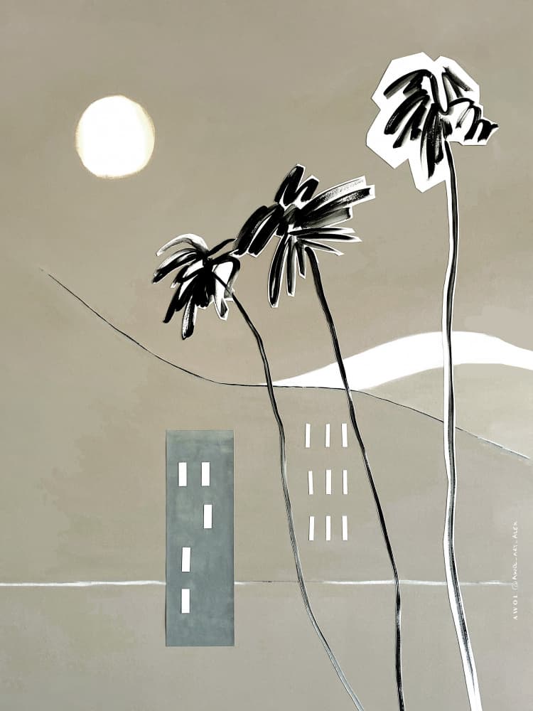Moonlit Desert Palms by Awol Art Alex — canvas wall art