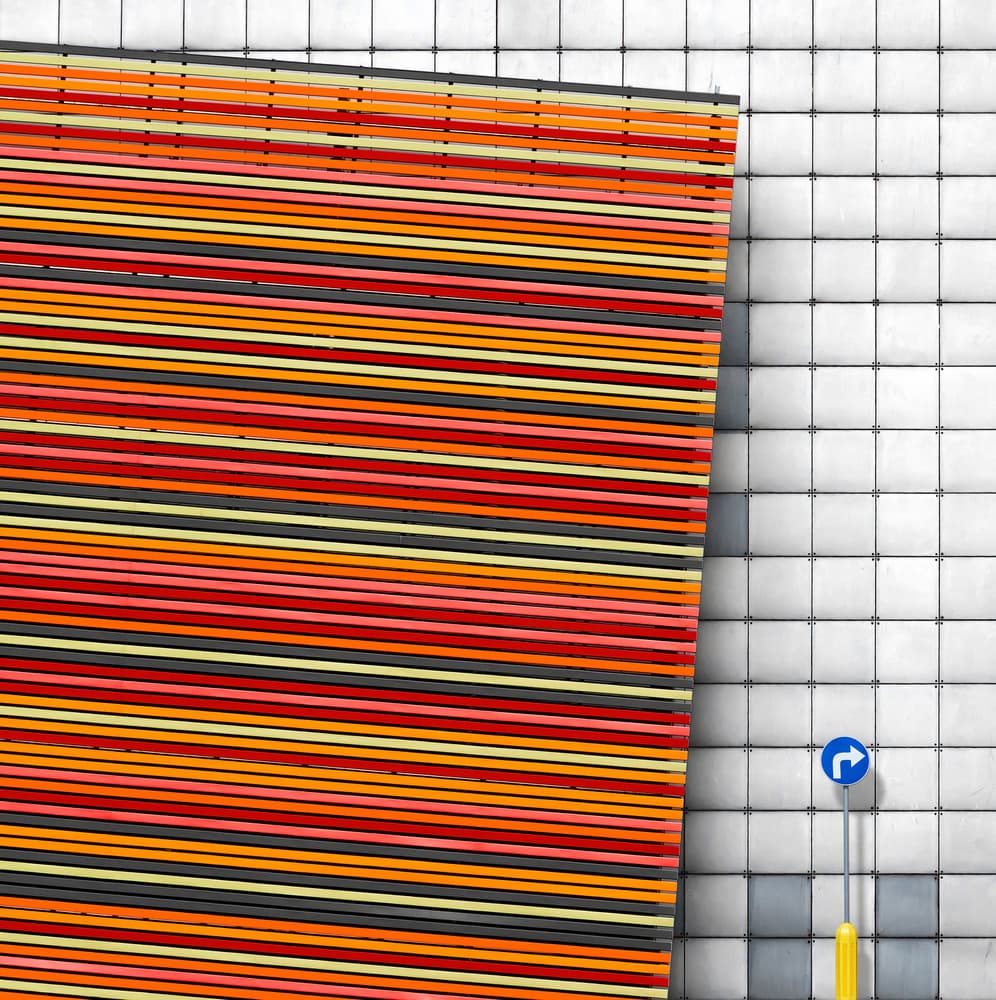 Vibrant Stripes and Sign by Tomasz Buczkowski ( Tomush ) — canvas wall art