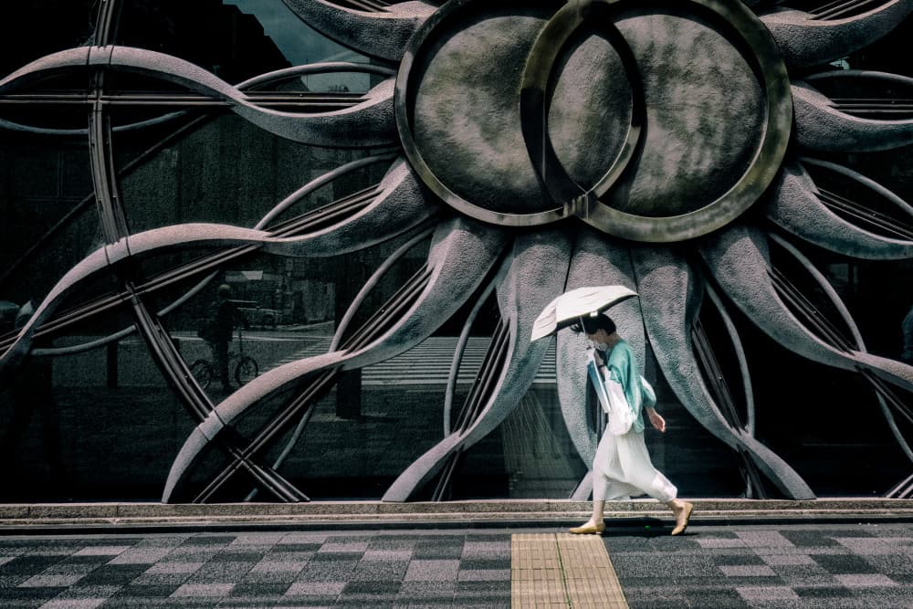 Umbrella Walk Modern Sculpture by Haruyo Sakamoto — canvas wall art