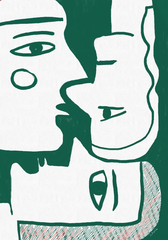 Intertwined Abstract Faces by Sharyn Bursic — canvas wall art