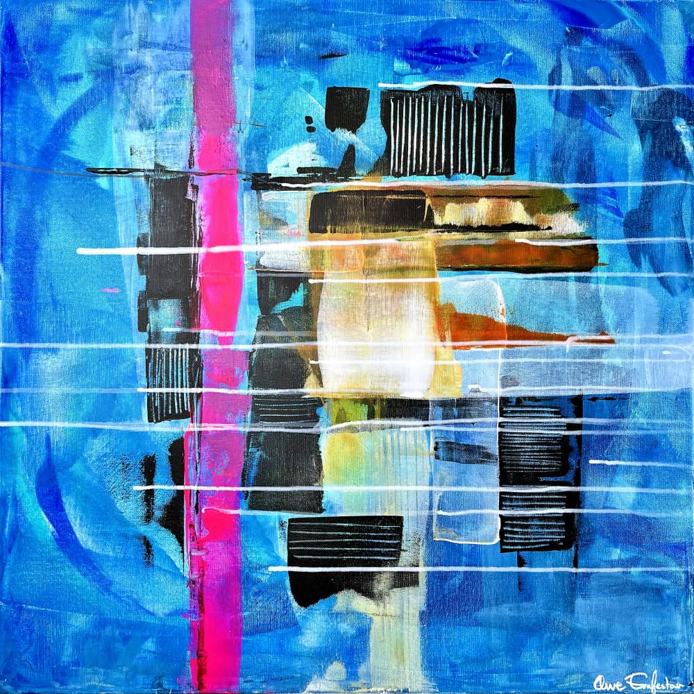 Abstract Lines Blue by Owe Emfestav — canvas wall art
