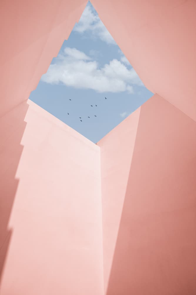 Pink Geometric Sky by Xiaopeng Guan — canvas wall art