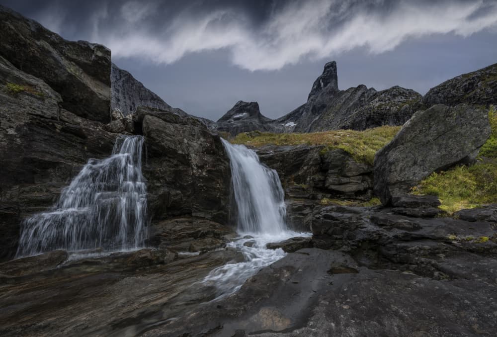 Dramatic Mountain Waterfalls by Nina Pauli — canvas wall art