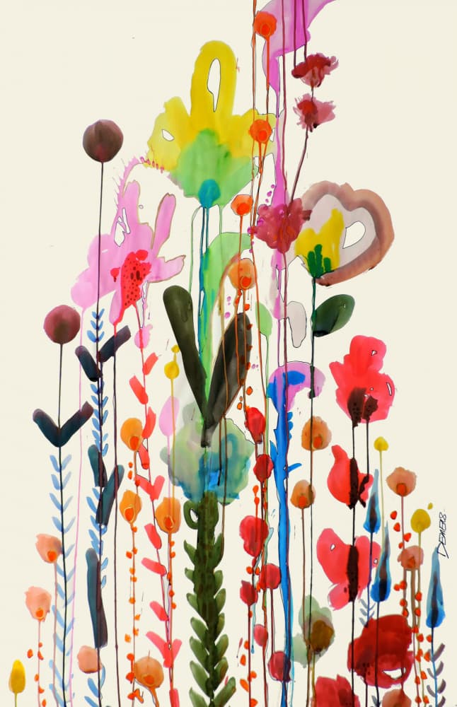 Colorful Abstract Flowers by Sylvie Demers — canvas wall art