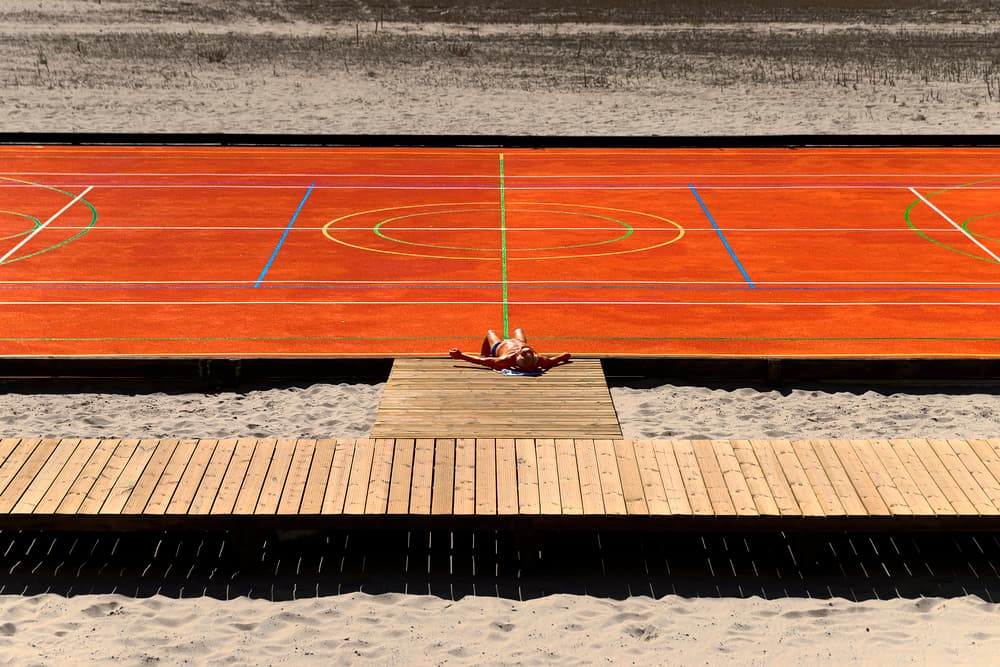 Orange Court Beach Day by Paulo Abrantes — canvas wall art