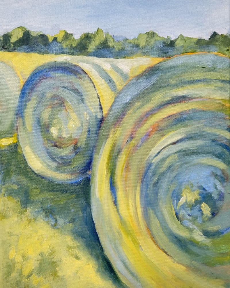 Colorful Hay Bales by Claire Whitehead — canvas wall art