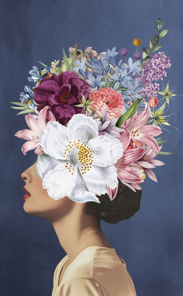 Elegant Floral Woman by Marja van den Hurk — canvas wall art