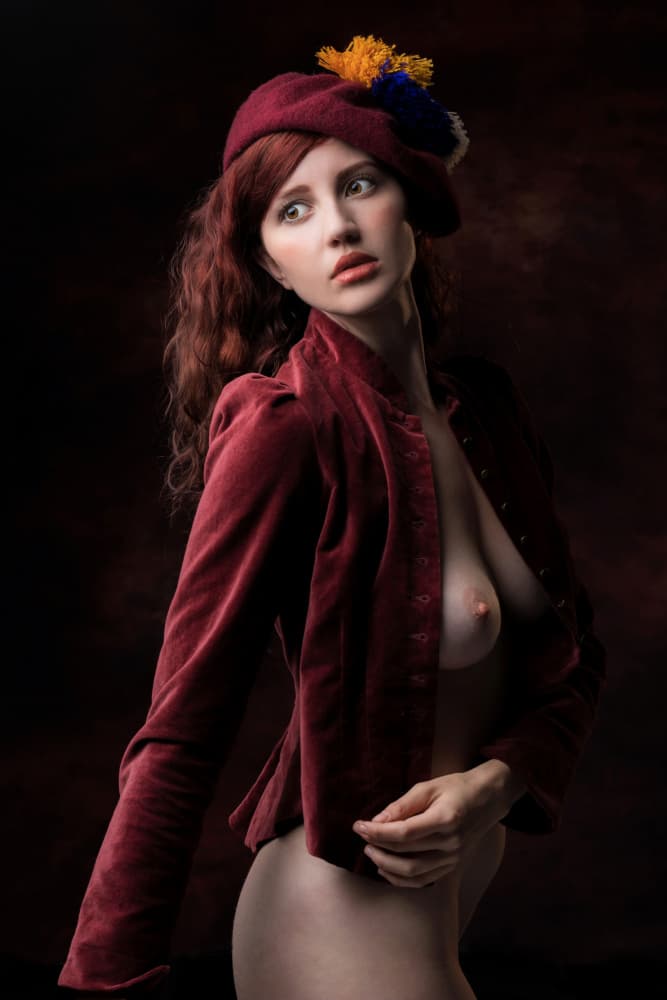 Red Velvet Portrait by Jan Slotboom — canvas wall art