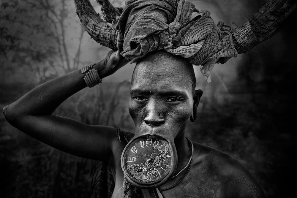 Ethiopian Lip Plate Portrait by Svetlin Yosifov — canvas wall art