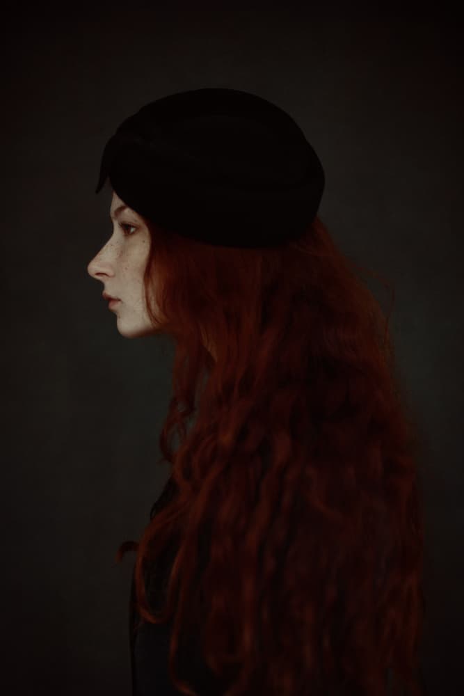 Elegant Red Hair Profile by Raluca Arhire — canvas wall art