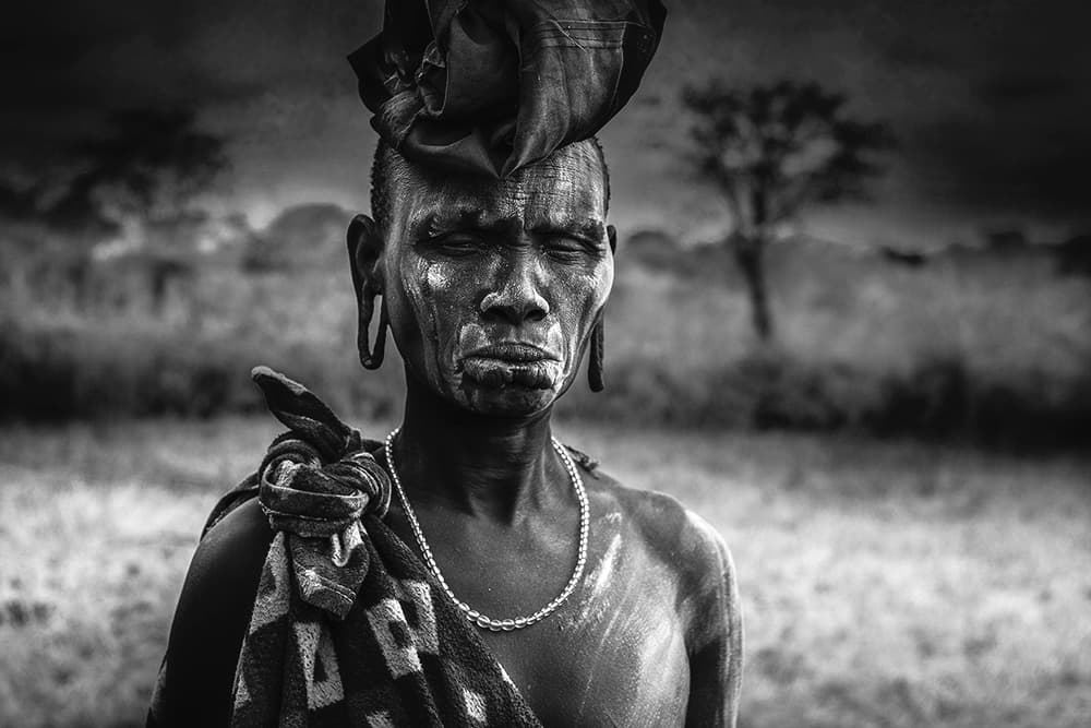 Mursi Tribal Man Portrait by Svetlin Yosifov — canvas wall art
