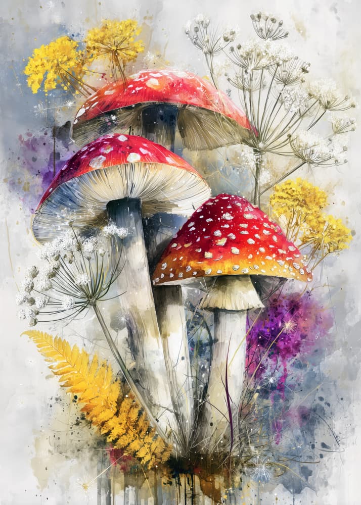 Enchanted Woodland Mushrooms by Justyna Jaszke — canvas wall art
