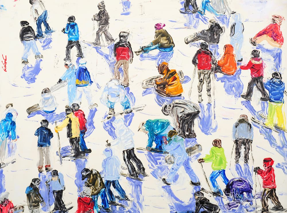 Busy Ski Day by Jukyong Park — canvas wall art