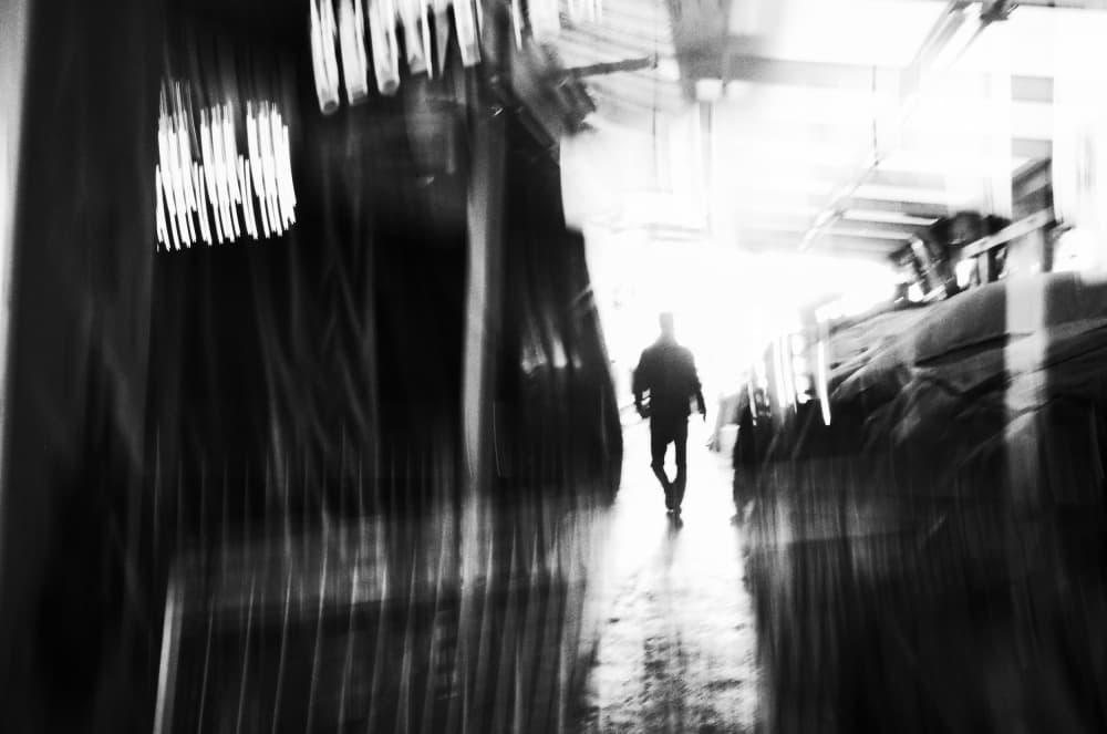 Solitary Street Figure by Mi Young Choi — canvas wall art