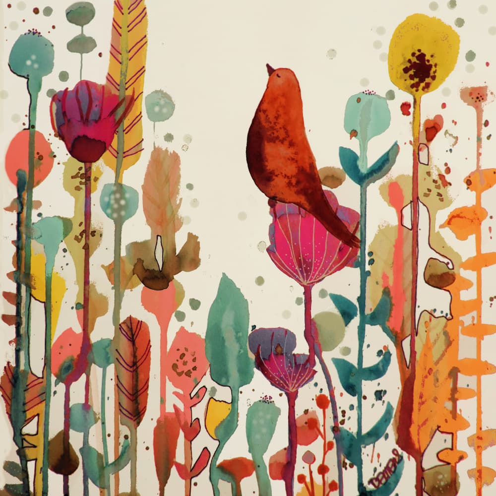 Whimsical Garden Bird by Sylvie Demers — canvas wall art