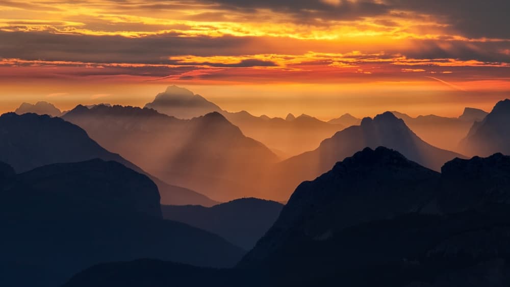 Majestic Mountain Layers Sunset by Fiorenzo Carozzi — canvas wall art