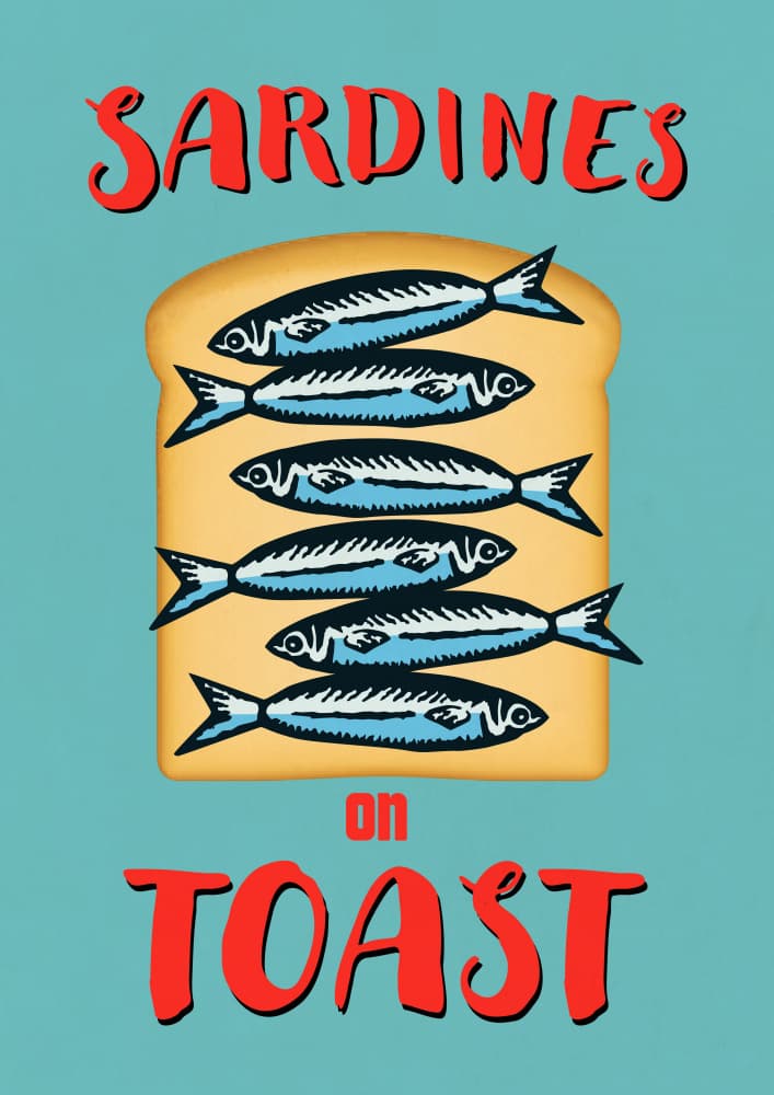 Sardines On Toast by WallChart Art Studio — canvas wall art