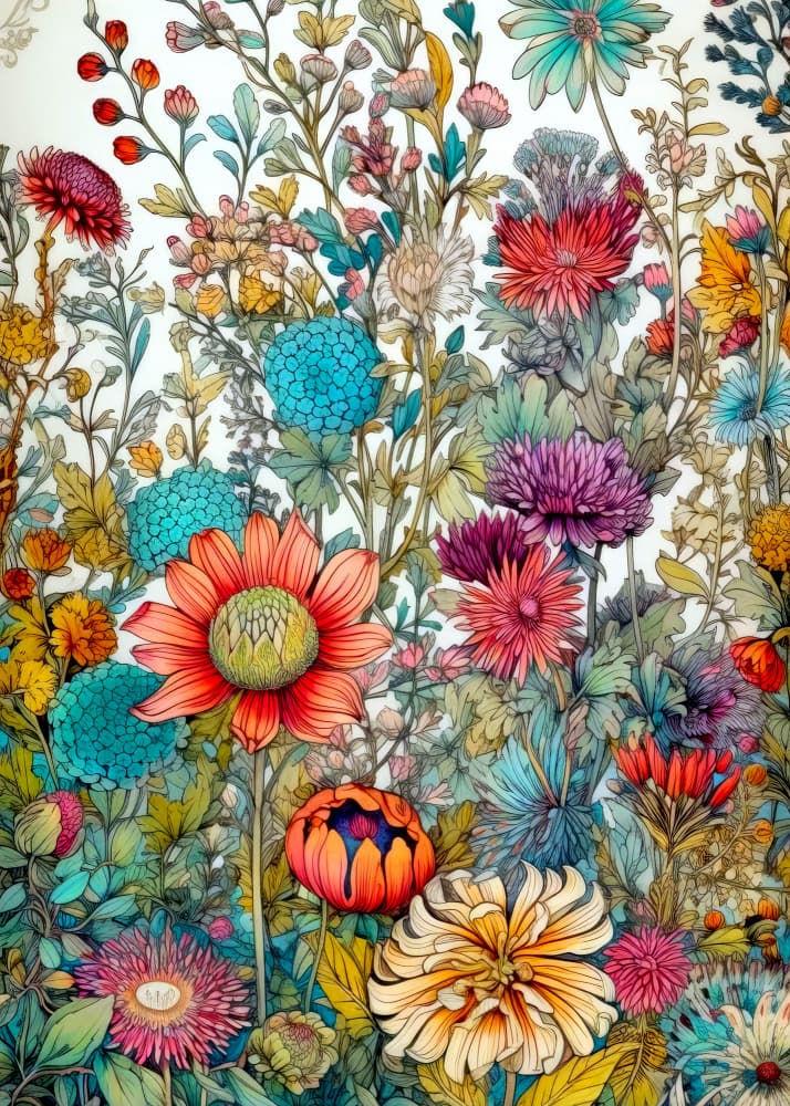 Vibrant Floral Garden by Justyna Jaszke — canvas wall art