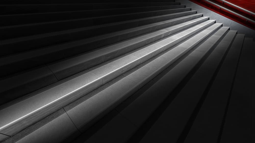 Dramatic Staircase Light by Marc Huybrighs — canvas wall art