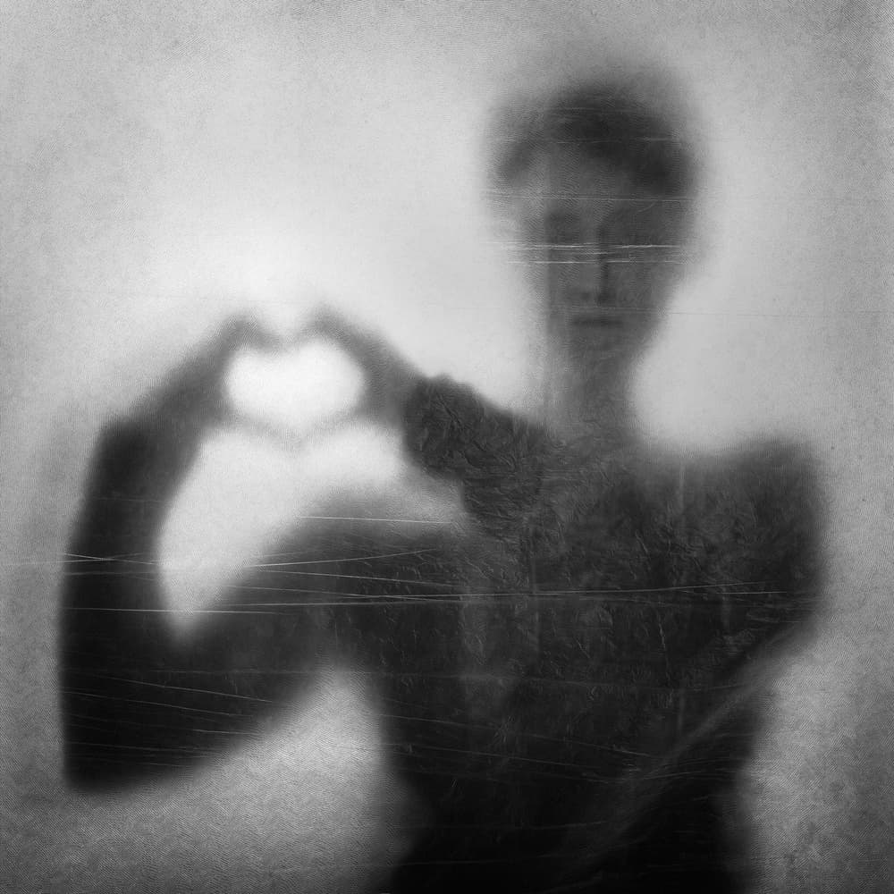 Blurred Heart Hands by Roswitha Schleicher-Schwarz — canvas wall art