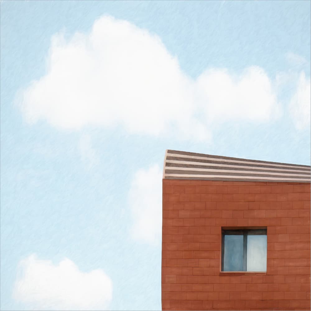 Terracotta Building Sky by Gilbert Claes — canvas wall art