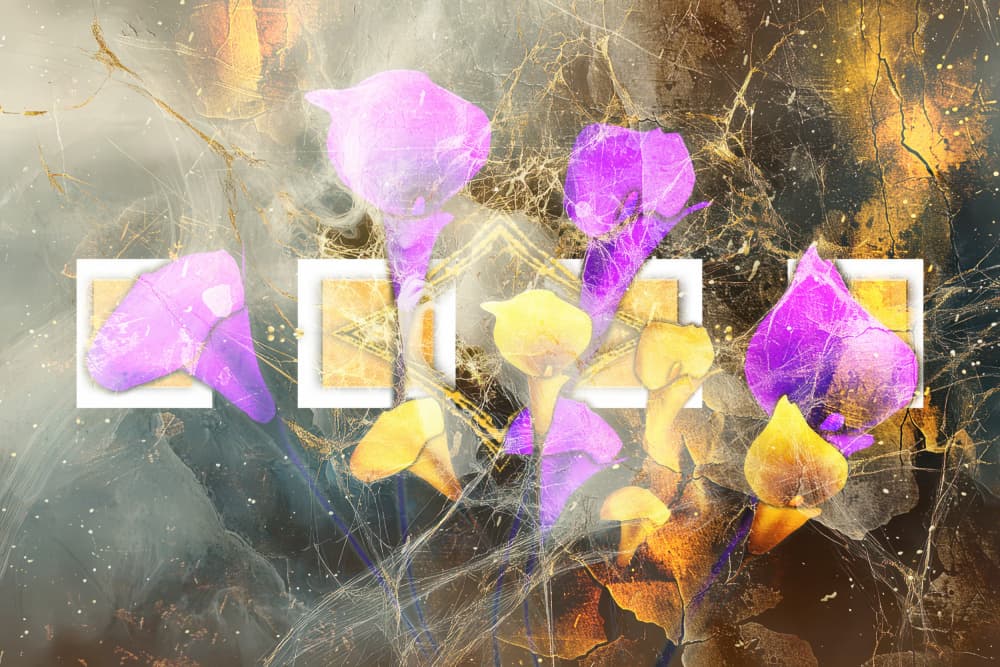 Golden Abstract Lilies by Rafal Kulik — canvas wall art