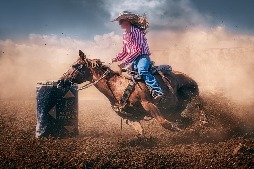Barrel Racing Cowgirl by Ben.C.L — canvas wall art