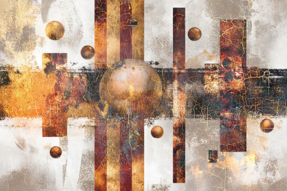 Abstract Golden Orbs by Rafal Kulik — canvas wall art