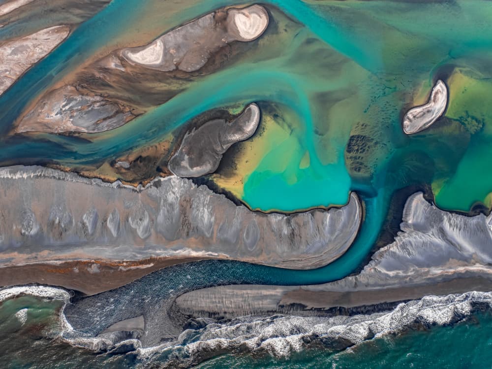 Turquoise River Delta by Jacek Swiercz — canvas wall art