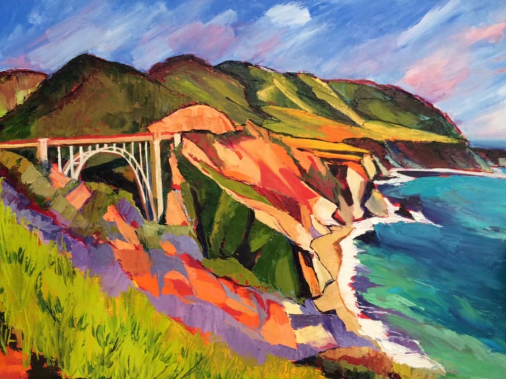 Vibrant Coastal Bridge by Maxine Shore — canvas wall art