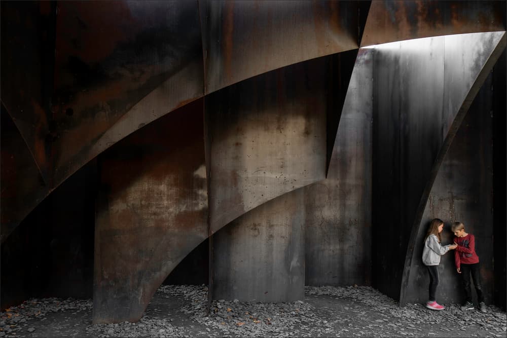 Girls in Industrial Shadows by Gilbert Claes — canvas wall art
