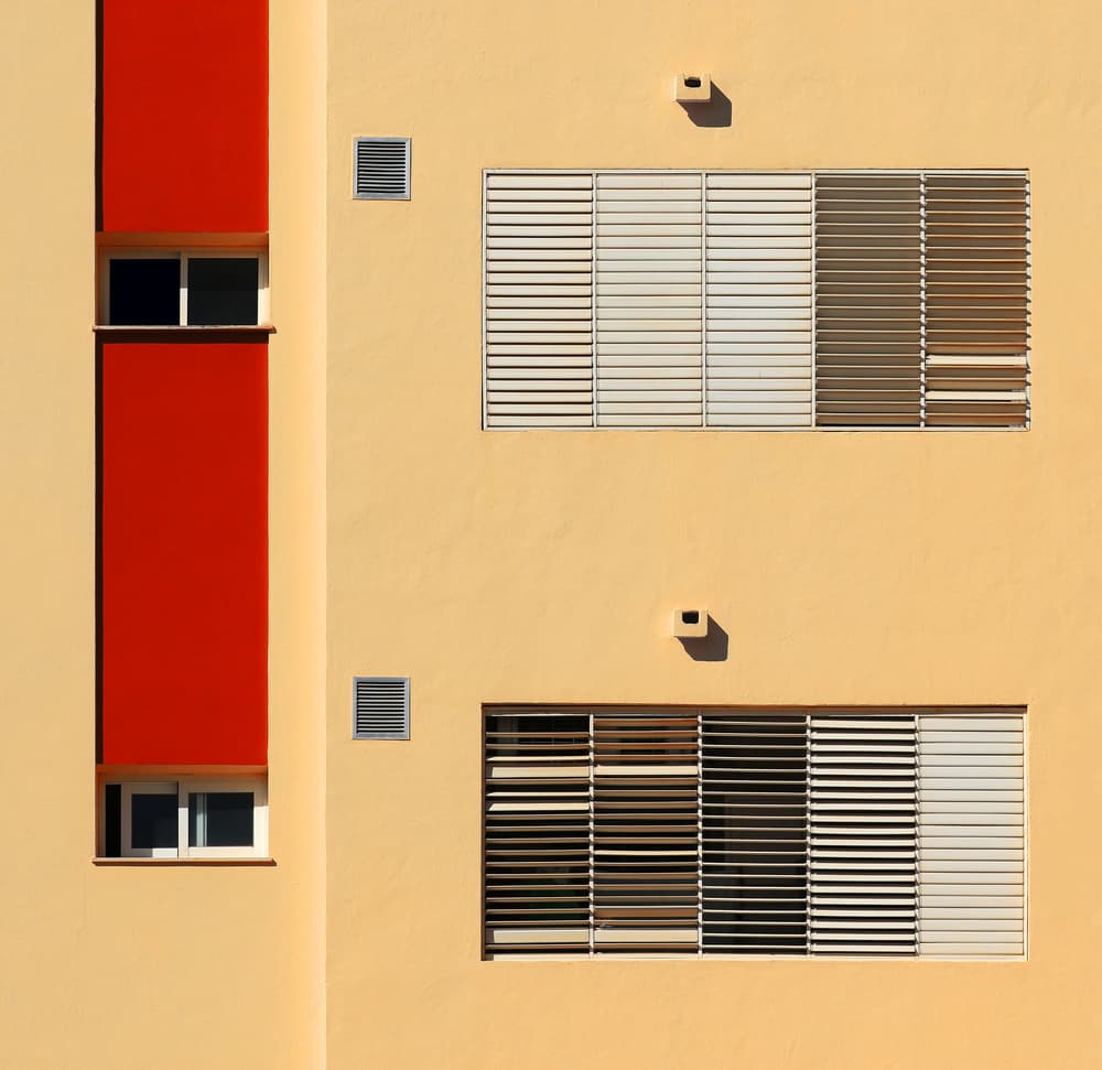 Red Yellow Architectural Lines by Hans-Wolfgang Hawerkamp — canvas wall art