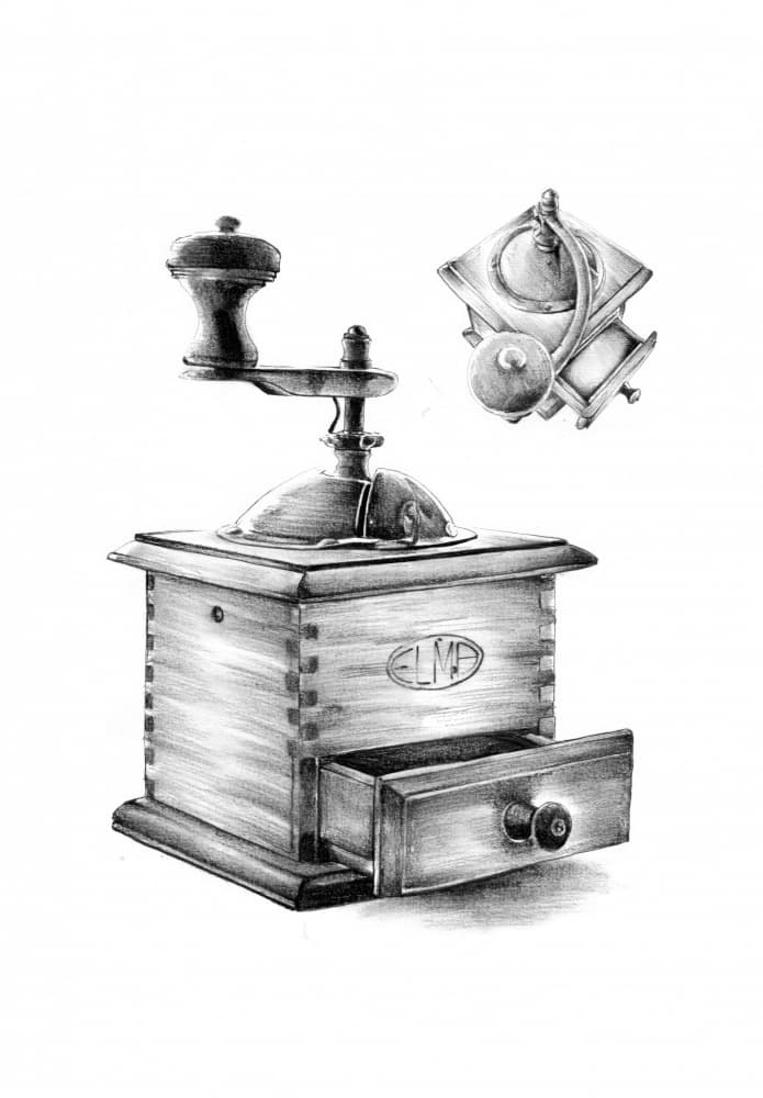 Vintage Coffee Grinder Still Life by Kulik — canvas wall art