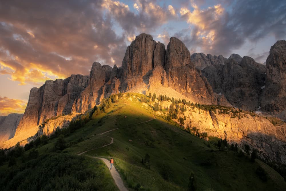 Golden Mountain Path Hike by Simoon — canvas wall art