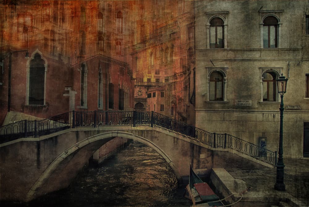 Rustic Venice Canal Bridge by Elena Arjona — canvas wall art