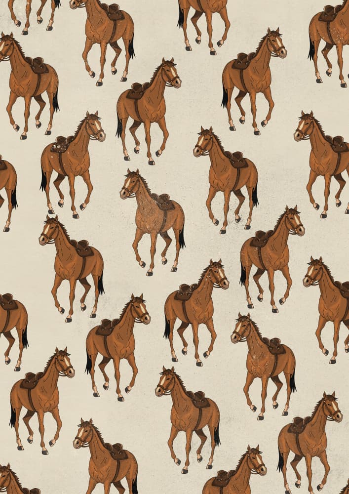 Saddled Horses Pattern by Nicholas — canvas wall art