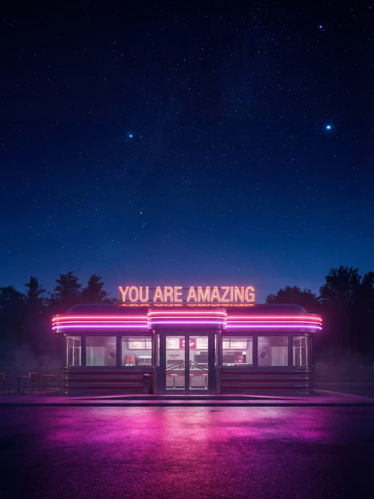 Amazing Retro Diner Night by Andreas Magnusson — canvas wall art