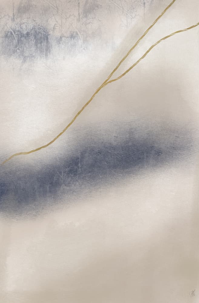 Blue Golden Abstract Lines by Anne-Marie Volfova — canvas wall art