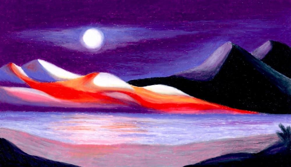 Moonlit Vibrant Mountains by Julie Lesouef — canvas wall art