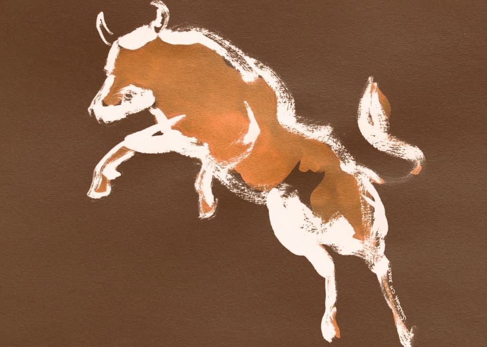 Wild Bull Leap by Santhosh ch — canvas wall art