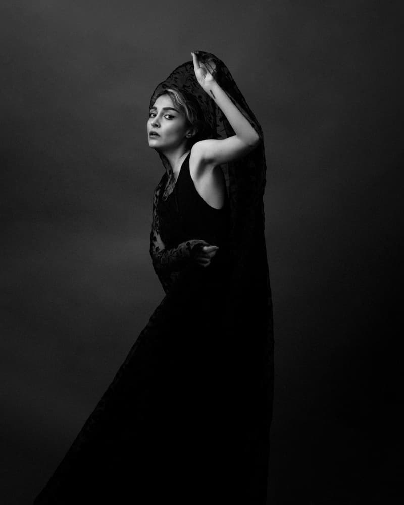 Graceful Woman In Black by Mehdi Mokhtari — canvas wall art
