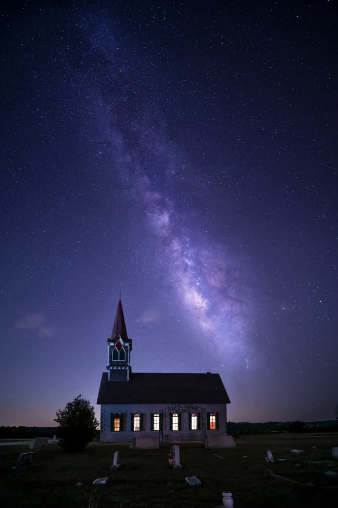 Milky Way Church Night by Mike He — canvas wall art