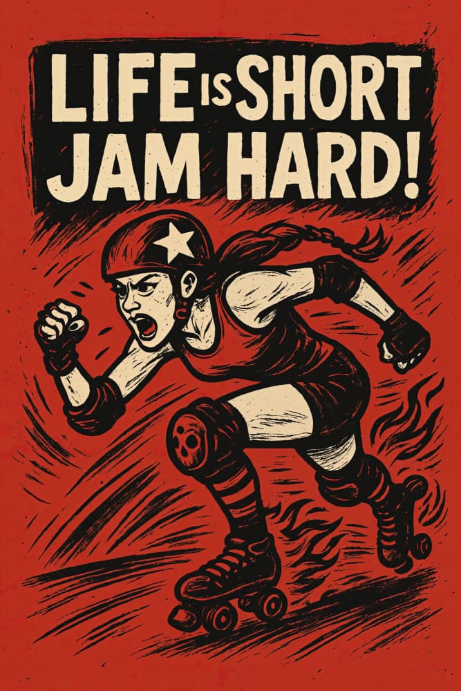 Roller Derby Jam Hard by Natalie Bruns — canvas wall art