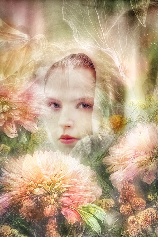 Dreamy Floral Portrait by Ludmila Shumilova — canvas wall art