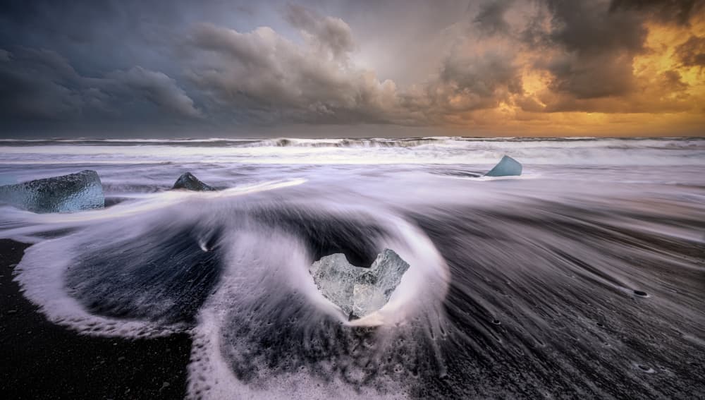 Diamond Beach Ice Flow by James Zhen Yu — canvas wall art