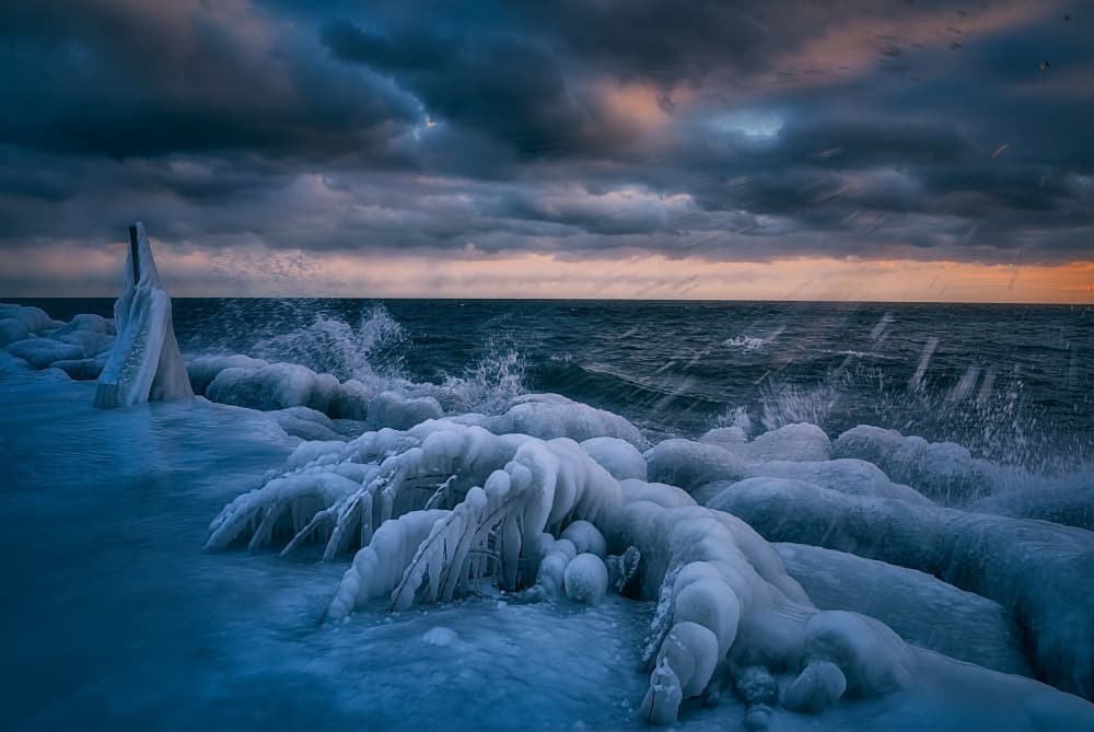 Dramatic Frozen Coast by Ben.C.L — canvas wall art