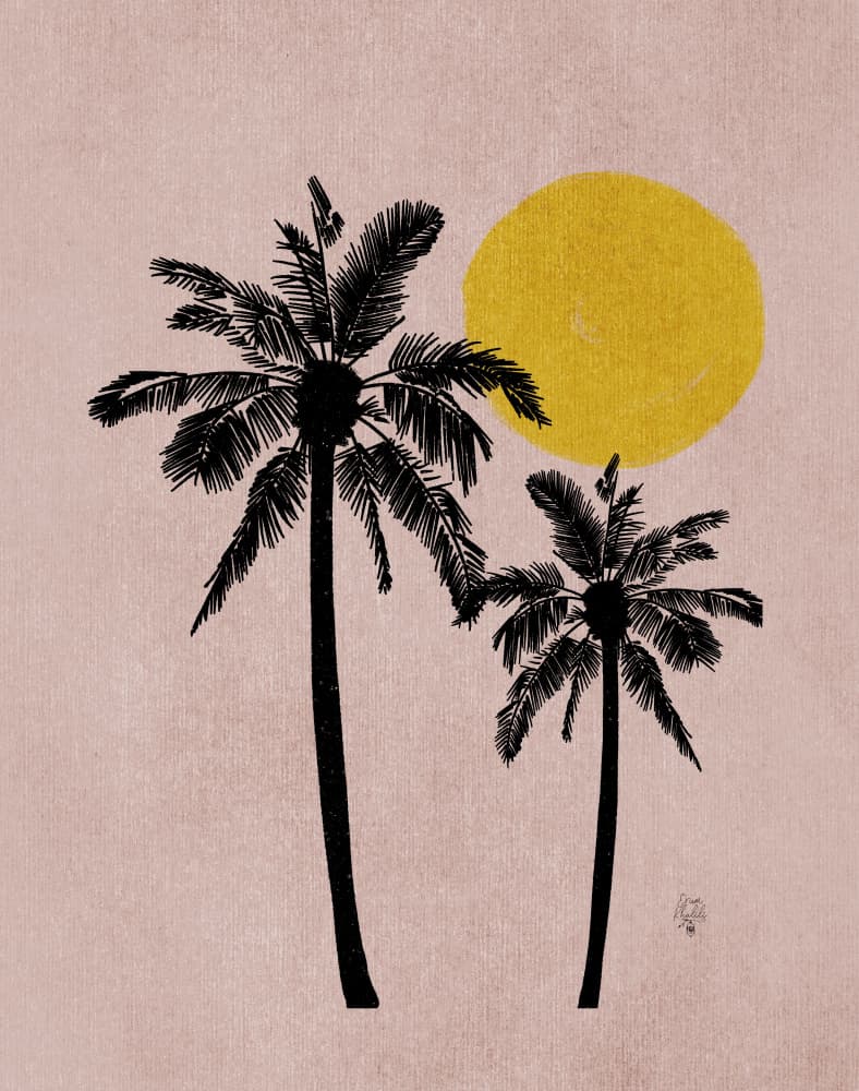 Tropical Palms Sunset by Erum Khalili — canvas wall art