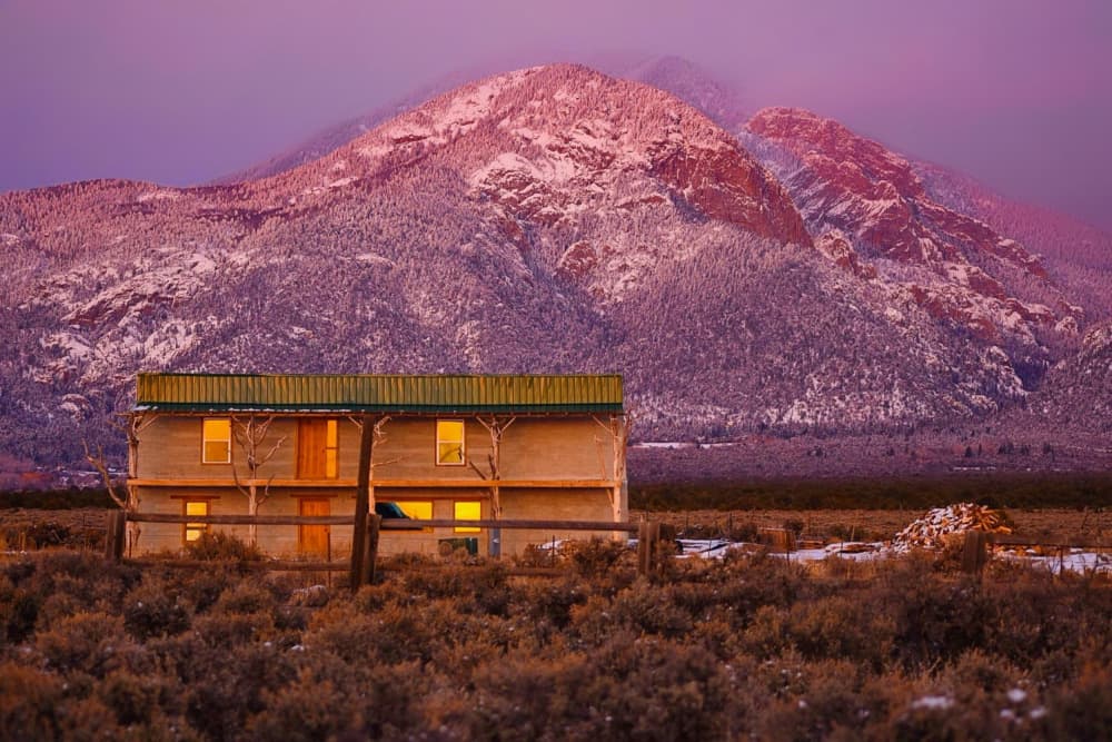 Twilight Mountain Home by Del Mundo Imagery — canvas wall art