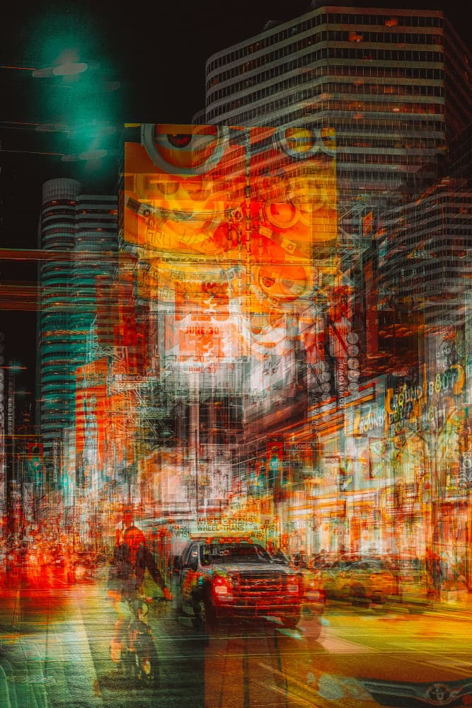 Vibrant City Night Motion by Carmine Chiriacò — canvas wall art