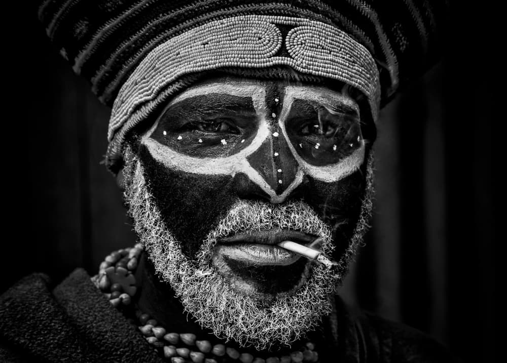 Cultural Face Paint Portrait by Joxe Inazio Kuesta Garmendia — canvas wall art